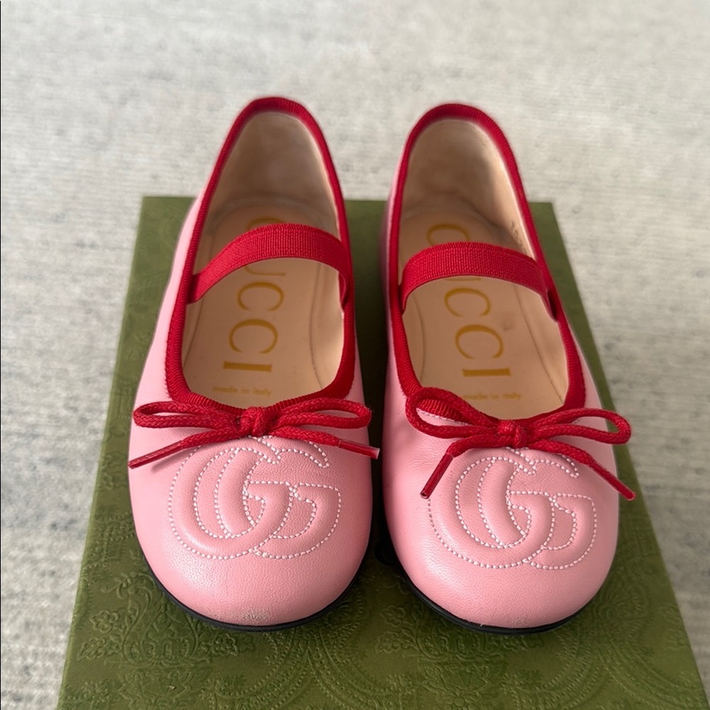 Gucci Pink and Red Shoes with Quilted GG